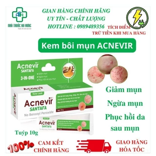 Kem Bôi Mụn Acnevir Santafa Xanh-Giảm Mụn Mủ, Mụn Bọc, Mụn Đỏ Và Mụn Trứng Cá-Tuýp 10g (Chính Hãng) - HN