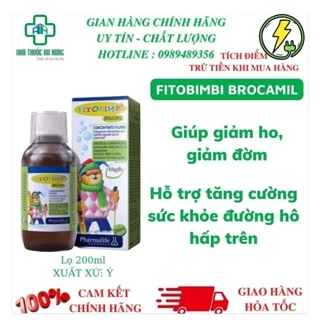 Siro Ho Cho Bé FITOBIMBI BRONCAMIL Giúp Loãng Đờm, Hỗ Trợ Tăng Cường Sức Khỏe Đường Hô Hấp Trên_Lọ 200ml - HN