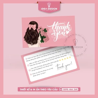 Thiệp cảm ơn, thank you card mẫu cô gái xinh