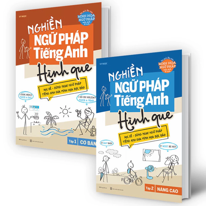 Sách Combo Nghiền ngữ pháp Tiếng Anh hình que (Cơ bản và Nâng cao) - MGB