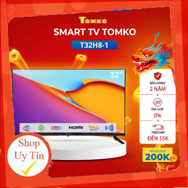 Smart HD Tivi TOMKO 32 inch, chính hãng TOMKO, bảo hành đến 24 tháng - hàng mới 100%