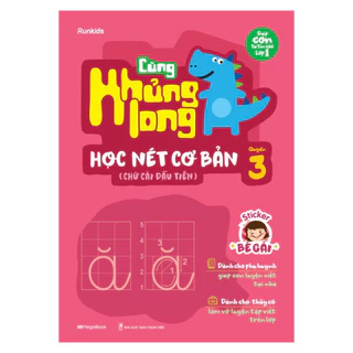 Sách Cùng khủng long học nét cơ bản quyển 3 (chữ cái đầu tiên) bé gái - MGB