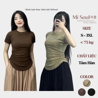 (12)Áo Thun Tăm Nhún Eo Vạt Tròn BigSize MiSoul, Áo Cổ Tròn 271 2 2 4