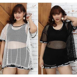 Đồ Bơi Nữ Hai Mảnh Bigsize Kèm Áo Lưới AT198 ShopMaySG Cho Cân Nặng 67Kg-85Kg - Hàng mới về