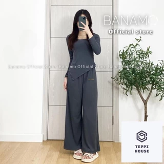 Set nữ Banamo Fashion bộ áo thun tăm cổ vuông kèm quần culottes 191