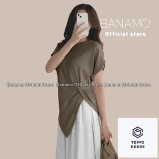 Áo thun nữ Banamo Fashion áo thun trơn cổ tròn nhúm eo vạt nhọn 3110