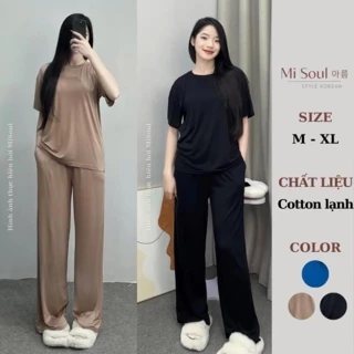 Set Mặc Nhà Quần Dài Cotton Lạnh BigSize MiSoul, Bộ Cộc Tay Quần Dài Chất Siêu Mát BigSize