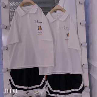 Áo thun polo nữ tay lze unisex mặc đi học in hình dễ thương PL06