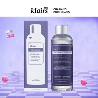 Nước Hoa Hồng Không Mùi Dành Cho Da Nhạy Cảm Klairs Supple Preparation Unscented Toner 180ml Sản Phẩm Chính Hãng