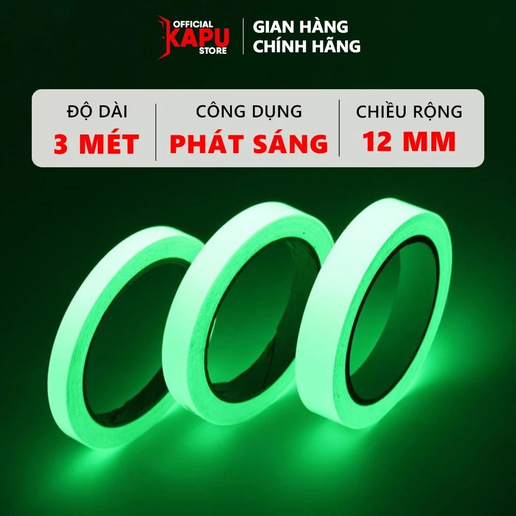 Băng keo dạ quang 3 mét, băng dính phát sáng trong đêm, decal dạ quang - Phụ Kiện Cửa KAPU