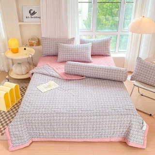 Thanh lí chỉ còn 349k bộ cotton đũi 5 món, chăn ga đều trần bông, thích hợp mùa hè, chất thấm hút mồ hôi tốt