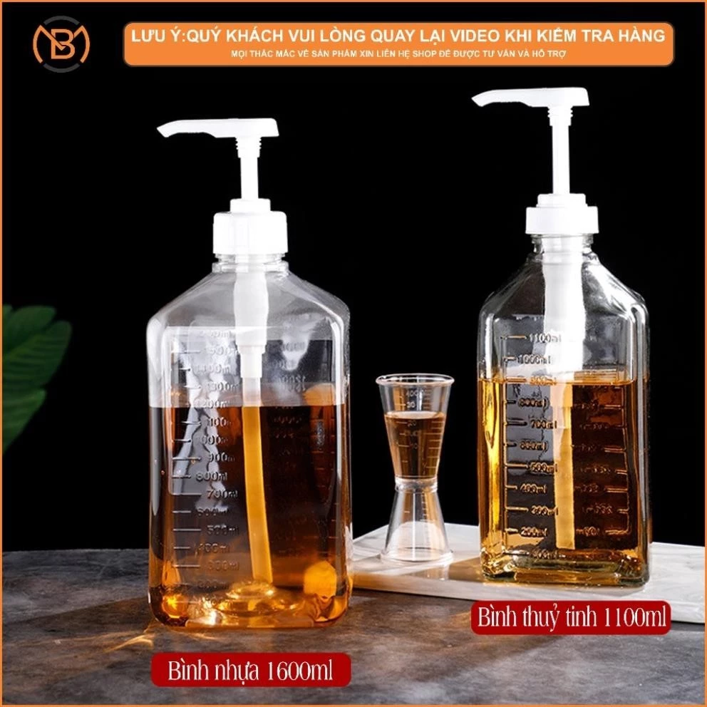 Bình bơm đường, siro nhựa có vòi 1600ml