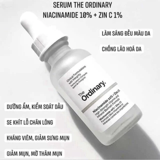 Tinh Chất The Ordinary Niacinamide 10% + Zinc 1% mụn, mờ thâm, thu nhỏ lỗ chân lông hiệu quả