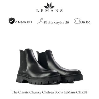 Giày Chunky Chelsea Boots LeMans da bò nguyên tấm Black - CHK02 - Bảo hành 24 tháng toàn quốc