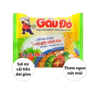 COMBO 5 GÓI MÌ GẤU ĐỎ TÔM CHUA CAY/ RAU NẤM / GÀ SỢI PHỞ 63GAM