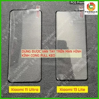 Kính cường lực Xiaomi Mi 11/ Mi 11 Pro/Mi 11 Ultra/ Xiaomi 13 Lite /Xiaomi 13 Pro cong, full keo toàn kính, dùng vân tay