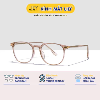 Gọng kính mắt tròn nam nữ LILYEYEWEAR tròng chống ánh sáng xanh chất liệu nhựa chắc chắn 8303