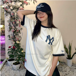 Áo Phông UNISEX Form Rộng Nam Nữ MLB NY Logo Thêu Cổ Bo Chất Liệu 100% Cotton 2 Chiều Cao Cấp Thoáng Mát Hot Trend 2024