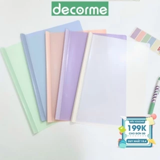 File đựng tài liệu gáy rút Decorme bìa màu pastel kẹp tài liệu, giấy tờ, hồ sơ tiện lợi cho học sinh, văn phòng phẩm