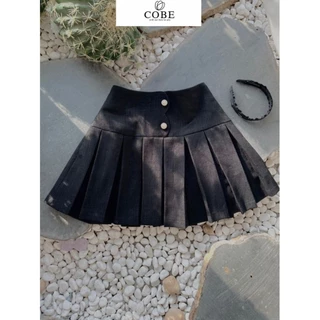 Chân váy xếp ly TINA SKIRT  chân váy xếp ly dáng ngắn cạp cao cúc ngọc tôn dáng có quần bảo hộ bên trong cobe.official