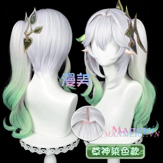 【100% Manmei】 Nahida Tóc giả Wig Genshin Impact Cosplay Phù hợp với kích thước đầu 50-60cm