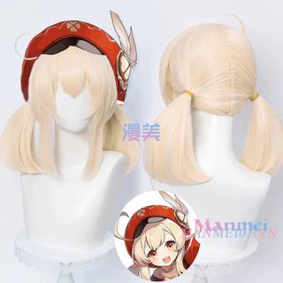 【100% Manmei】 Klee Tóc giả Wig Genshin Impact Cosplay Phù hợp với kích thước đầu 50-60cm