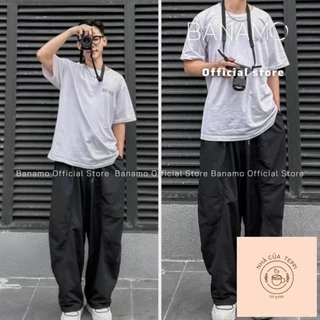 Quần harem nữ BIGSIZE Banamo Fashion quần harem gió nhăn 2 túi vải parachute dáng rộng unisex 993