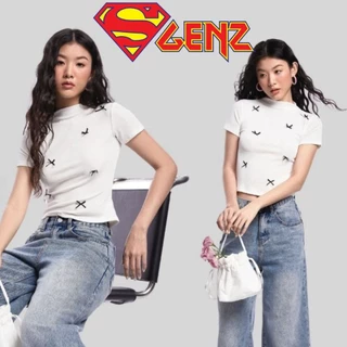 Áo thun ôm body dáng babytee tay ngắn cổ lọ đính nhiều nơ điệu đà phong cách Hàn QUốc Siêu xinh SUPERGENZ