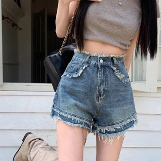 Quần Short Jeans Nữ , Quần Đùi Nữ Tua Rua 2 Tầng Phong Cách Đường Phố Cực Cool Ngầu L015