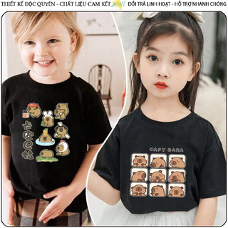 ÁO THUN UNISEX cappy Bara CappyBara PHÔNG ĐEN TAY NGẮN NAM NỮ TRẺ EM TRAI GÁI AOMIVN