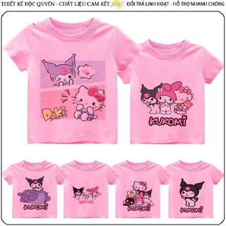 ÁO THUN UNISEX KUROMI KITTY Onegai My Melody PHÔNG HỒNG TAY NGẮN NAM NỮ TRẺ EM TRAI GÁI AOMIVN