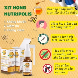 Xịt họng keo ong Nutripolis kháng khuẩn giảm ho chống viêm giảm nhiệt miệng chống hôi miệng lọ 20ml