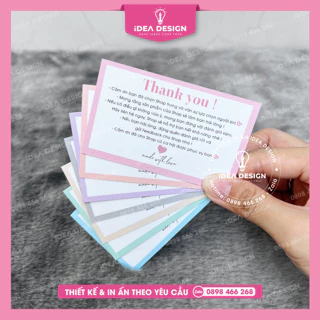 Card Cám Ơn, Thiệp Cảm Ơn - Size 9x4cm - Giấy C300 Cán Màng Mờ Màu Hồng Dễ Thương