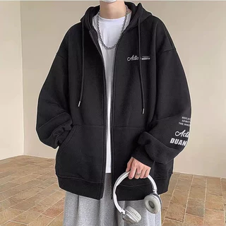 Áo hoodie Zip, áo khóa ngoài Basic Chất Nỉ Bông Form Rộng Mũ 2 Lớp, phần thân áo 1 lớp phong thái in chữ ACTION