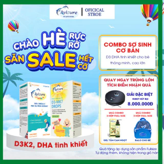 Tích điểm - Combo 20ml  Avisure D3MK7 và Avisure DHA smart kid hỗ trợ bé cao lớn, thông minh, mắt sáng Date mới