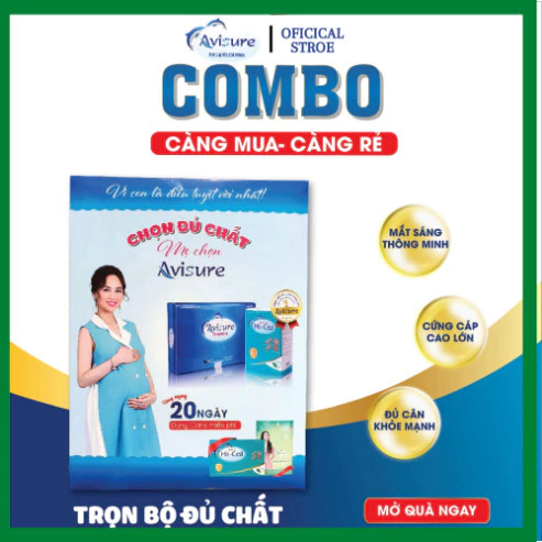 Combo sắt canxi DHA vitamin Avisure phiên bản đặc biệt (1 combo kèm quà tặng canxi Hical 20 viên) Date mới