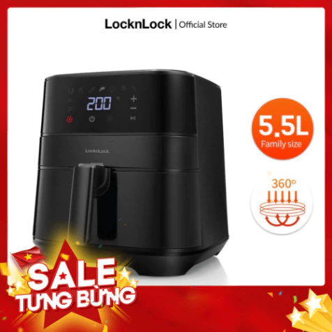 Nồi chiên không dầu Lock&Lock Deluxe Air Fryer 5.5L - màu đen EJF284BLK