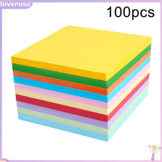 Xấp 100 giấy vuông xếp origami nhiều màu sắc