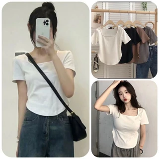 Áo Thun Croptop Vạt Bầu Nhiều Màu Chất Tăm Gân