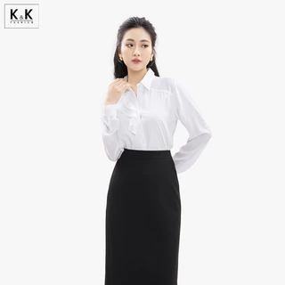 Áo sơ mi trắng tay dài K&K Fashion  ASM16-37Chất liệu Voan lụa