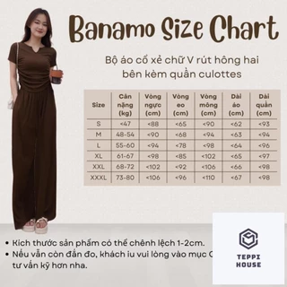 Set nữ BIGSIZE Banamo Fashion bộ áo cổ xẻ chữ V rút hông hai bên kèm quần culottes 1925