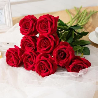 (30) Hoa hồng nhung giả cắm lọ dài 60cm, ảnh thật do shop chụp, hàng loại 1 TN