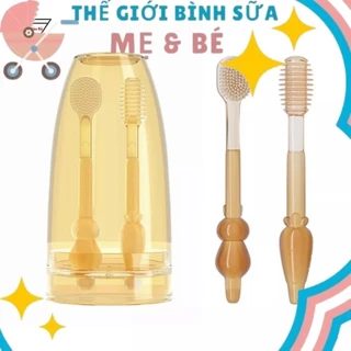 Set rơ lưỡi và bàn chải đánh răng silicon cho bé từ 0 - 18 tháng ( 2 chi tiết )