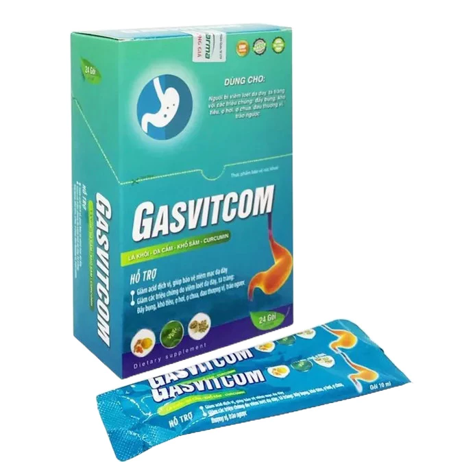 GASVITCOM đầy bụng- khó tiêu- ợ hơi- ợ chua- đau thượng vị- trào ngược Hộp 24 gói*10ml-  - Cherry