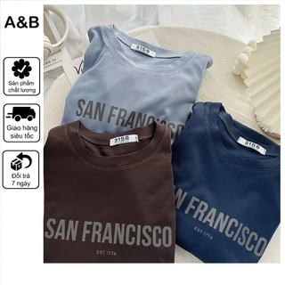 áo thun phông nữ nam form rộng unisex chất liệu cotton khô MEMO in chữ SAN FRANCISCO 3158 LOẠI 1