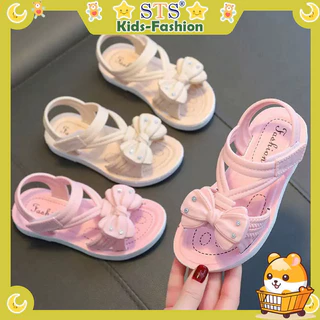 (Hàng đẹp) Sandal bé gái đế mềm nơ xinh xắn quai dán chống trượt STS Kids