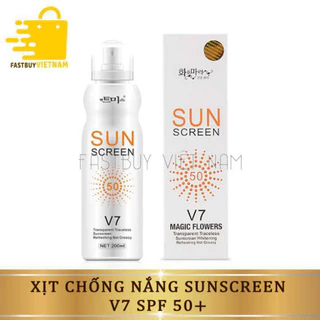 Xịt chống nắng Sun Screen V7 200ML nâng tone trắng da chống nước không bết dính ,Kem chống nắng cho da mặt body SPF50+ H