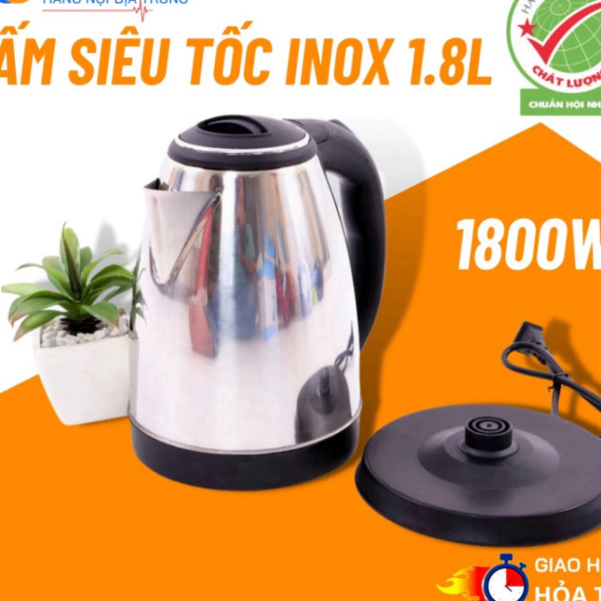 Ấm Siêu Tốc Inox 1,8 Lít Smart Gadgets Đun Sôi Cực Nhanh - Bình siêu tốc inox tốt cho sức khỏe người sử dụng - ST2
