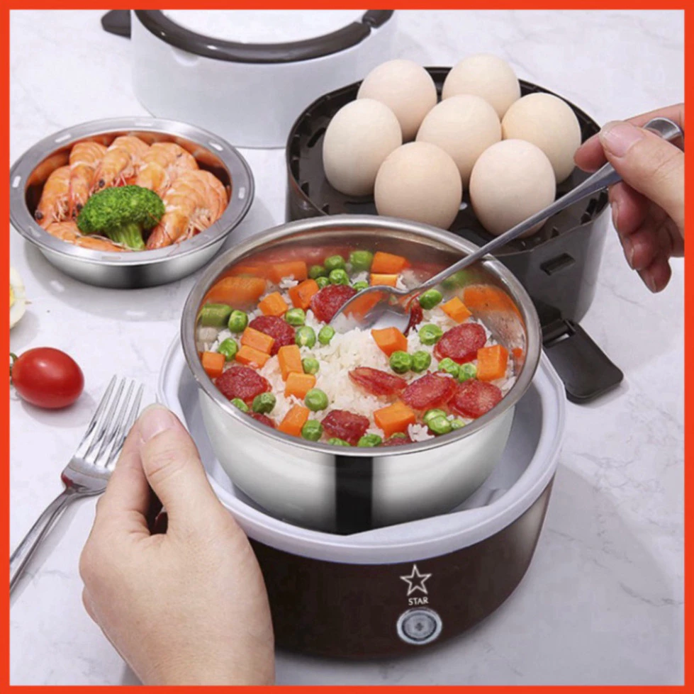 Hộp cơm cắm điện Smart Gadgets, hộp cơm công sở 3 tầng, hộp đựng cơm công sở giữ ấm thực phẩm siêu tiện lợi