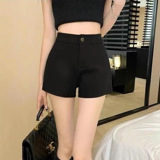 Quần Short Nữ Ống Rộng Lưng Cao AUTHENTIC TOTOSA SHOP 2 Màu Đen Trắng Phong Cách Hàn Quốc